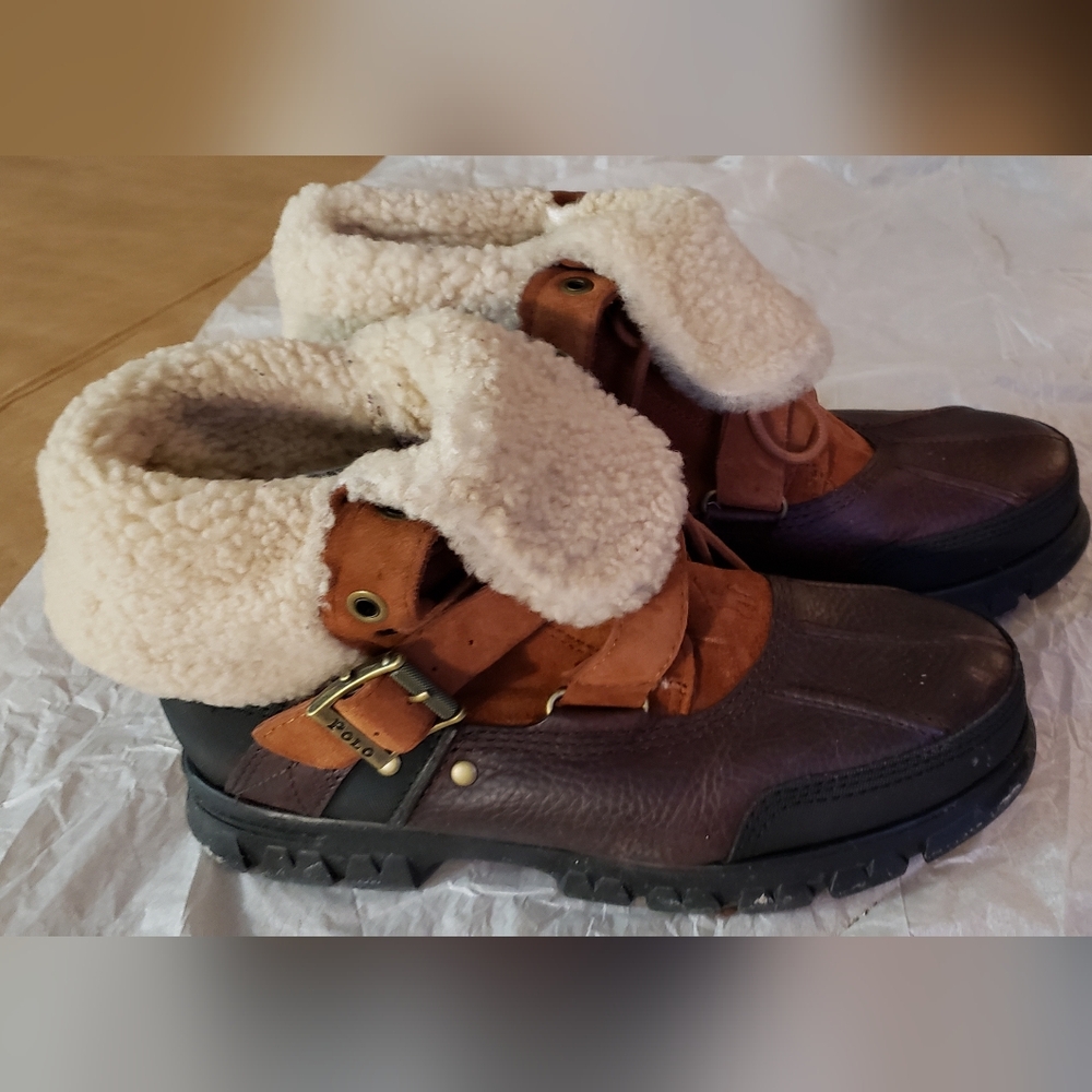 Polo Ralph Lauren Men Tavin Rollover Shearling Boots Size 10D